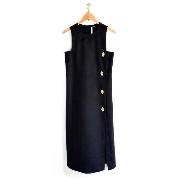 NWT ALEXIS Midi Black Sleeveless Kalita Faux-Suede Dress - Picture 2 of 6